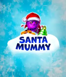  Discover the quirky "Santa Mummy" slot game by Belatra, highlighting a mummified Santa dressed in festive holiday attire. This vibrant image portrays the mummy with a bright purple hue, wearing a Santa hat, surrounded by snowy blue with frosty snowflakes. The game's title, "Santa Mummy," is prominently displayed in large, cool blue letters.